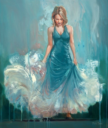 Blue Dress by Mark Spain - Original Painting on Board